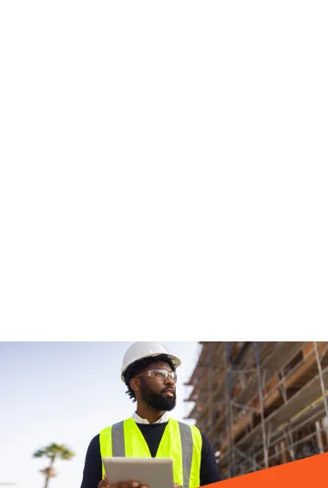 Construction worker checking.