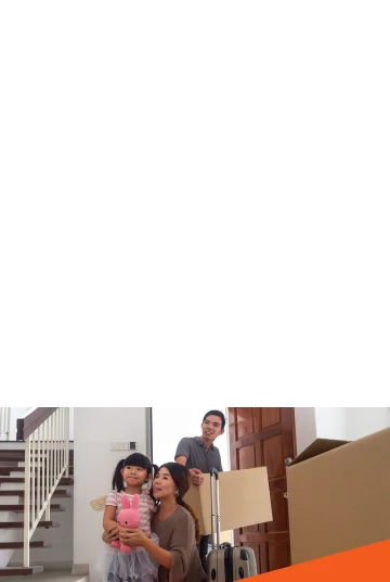 Family entering their new home.