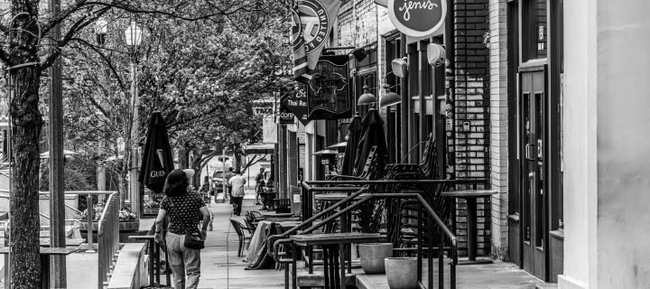 Springtime Street Scene in Historic Decatur, Georgia: Affordable auto insurance in The Peach State.