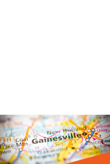 Gainesville. Georgia, USA on a road map: Cheap car insurance in The Peach State.